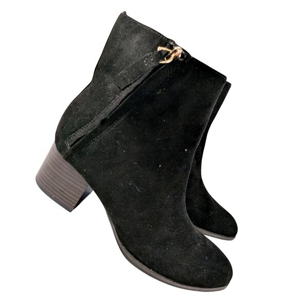 NWT! OLD NAVY! BLACK VEGAN SUEDE MICROFIBER CHUNKY HEEL ANKLE BOOTS! SZ 7M - Picture 12 of 12